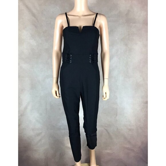 MATERIAL GIRL Bustier Black Fitted Jumpsuit NWT LARGE - Picture 1 of 8
